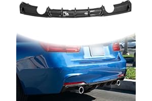 KETAI Rear Diffuser Compatible with 2012-2018 BMW 3 Series F30 F35 328i M-Performance Style Rear Bumper Lower Lip Diffuser Double Exhausts One Outlet (Carbon Look)