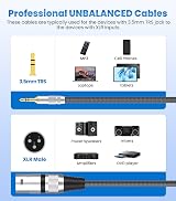 Tisino 3.5mm TRS to XLR Unbalanced Cable 1m Microphone Cord view 3