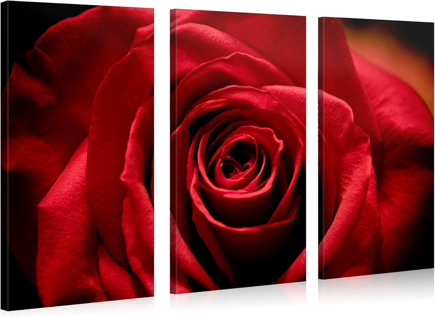 Large Canvas Print Wall Art Stunning RED Rose 48x30 in (3 pcs) Flower Canvas