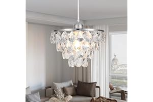 Luupyia Mini Crystal Pendant Chandelier Ceiling Light Small, Height Adjustable, Pendant Light Modern Crystal Ceiling Light for Hallway Ceiling Light Fixtures Silver Crystal Chandelier