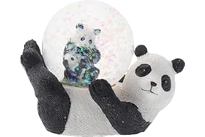 Elanze Designs Panda Bear Mommy and Cub Magical Whimsical Tabletop Dresser Nightstand Figurine Miniature 45MM Sturdy Polyresin Glitter Water Snow Globe Decoration