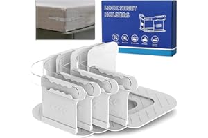 Bed Sheet Holders for Corners with Lock - Fitted Sheet Clips Keeping Sheets Place for Homes with Kids Pets - Adjustable Bed S