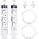 2 Pack 100ml Luer Lock Syringe with 39" Tube, 100cc Large Plastic Syringe for Liquid, Oil, Feeding, Watering