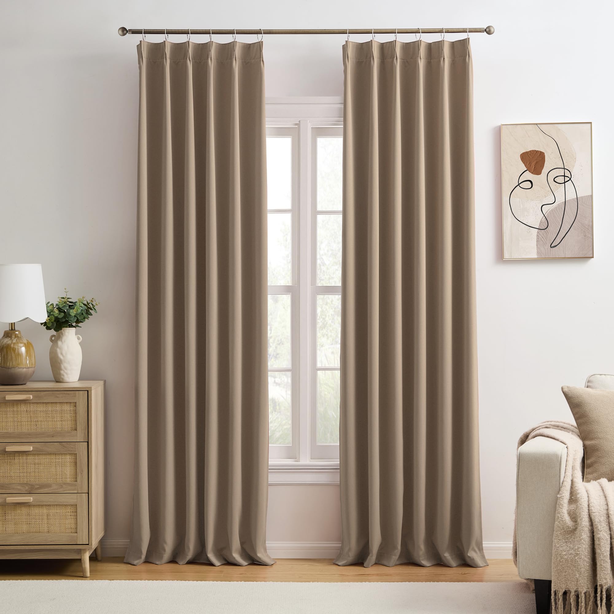 Photo 1 of Cappuccino Blackout Curtains 138 Inches Long 11.5 feet Tall, Extra Long Pinch Pleats Living Room Curtains Thermal Pleated Curtains Panels Drapery for Home, Hotel, Office, 40" W x 138" L, Set of 2
