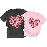 PICKID Valentines Couples Matching Shirts Love Heart Graphic T-Shirt Valentine Tee Tops for Husband Wife