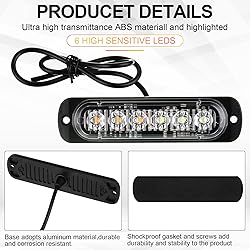 20 Pack LED Emergency Strobe Lights 6 LED Amber
