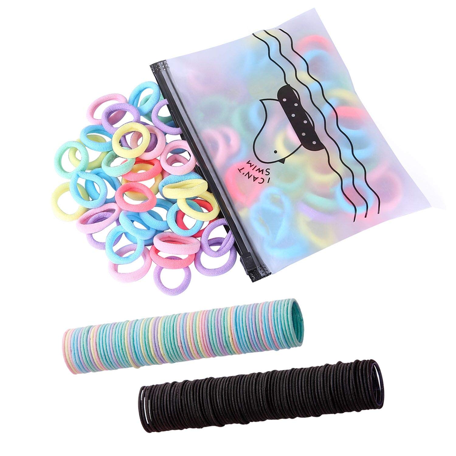 Photo 1 of 300 Pack Hair Ties BEoffer Baby Toddlers Girls Elastics Hair bands Black Colorful Small Rubber Bands Ponytail Pigtails Holders Not Harm to Hair (Color B)