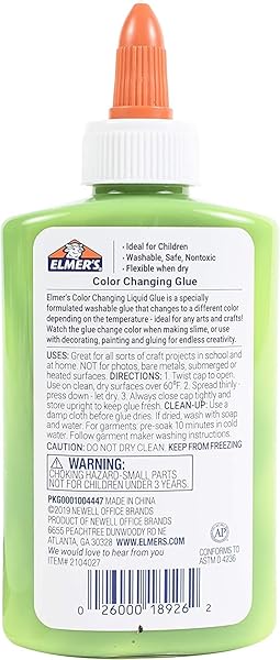 ELMER’S COLOR CHANGING LIQUID GLUE | MAKES SLIME THAT CHANGES COLOR AS YOU PLAY, DARK TO LIGHT GREEN, 5 OZ.