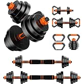 Stepwaver Adjustable Dumbbell Set 20LBS/50LBS/70LBS/90LBS Free Weights Dumbbells,4 in1 Weight Set,Dumbbell, Barbell, Kettlebell, Push-up, Home Gym Fitness Workout Equipment for Men Women