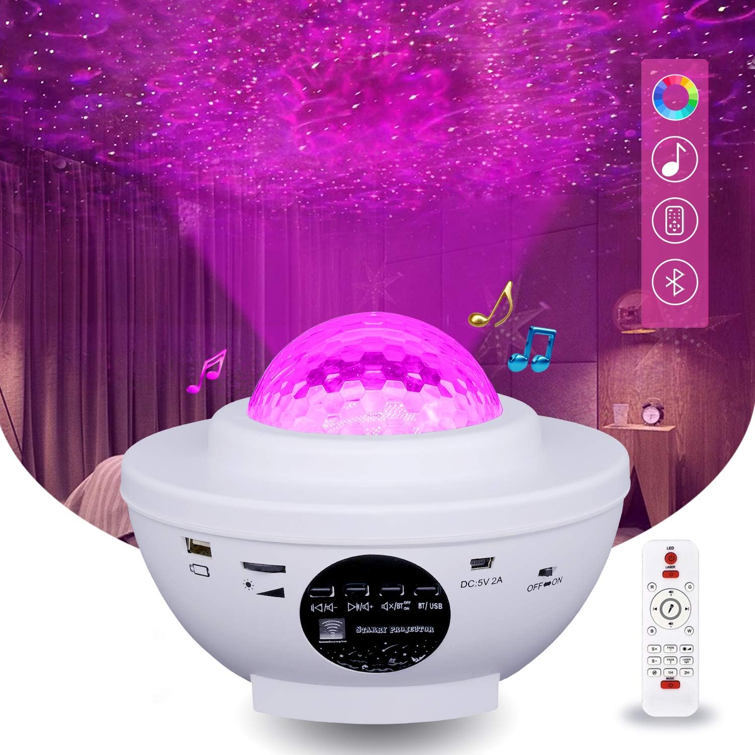 Upgraded Laser Galaxy Star Projector with Bluetooth Music Speaker