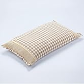 EDMILE Buckwheat Hulls Rectangle Pillow for Sleeping, Cooling Neck Support, Customizable Height, Removable Washable Cover, Firm Spinal Alignment, 23x13 Inch Khaki