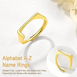 SILVERCUTE Stackable Letter Ring for Women Gold