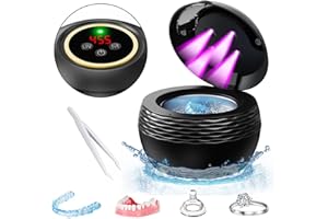 B.URHERO Ultrasonic Retainer Cleaner Machine - 45kHz Sonic Dental Cleaning Pod for Denture Mouth Guard, 200ML 4 Timer Modes Portable Ultrasonic Denture Cleaner for Dental Appliances, Aligner, Jewelry (Black)
