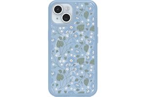 OtterBox iPhone 15, iPhone 14, and iPhone 13 Symmetry Series Clear Case - Dawn Floral (Blue), Snaps to MagSafe, Ultra-Sleek, Raised Edges Protect Camera & Screen