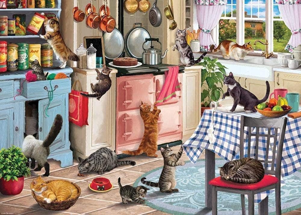 YUWANCHUMIAN 1000 Piece Rectangular Jigsaw - Cats In The Kitchen