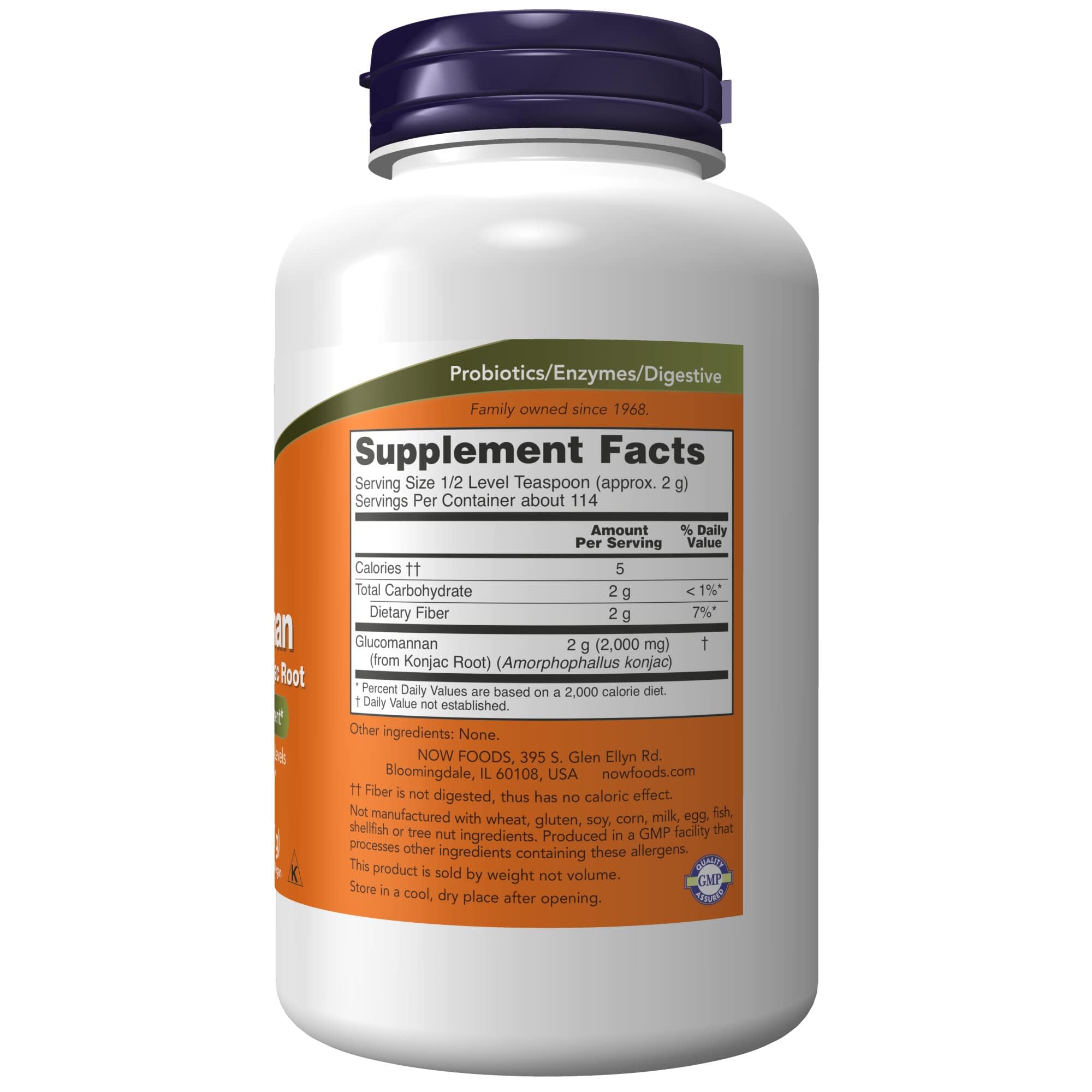 NOW Foods Supplements, Glucomannan (Amorphophallus konjac) Pure Powder, Supports Regularity*, Healthy Weight Management*, 8 Ounce (Pack of 1)