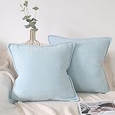 OYIMUA Light Blue 20x20 Chenille Throw Pillow Covers Set of 2 | Farmhouse Decorative Pillowcases for Couch & Bed | Soft Luxury Accent Pillows for Living Room