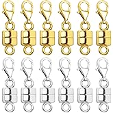 Qulltk Magnetic Necklace Clasp with Lobster Clasp 18K Gold and Silver Magnetic Jewelry Clasps for Necklaces Extender Bracelet Clasps and Closures