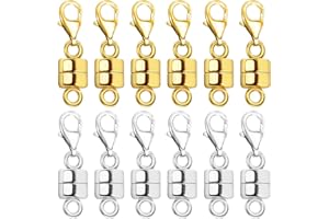 Evnlo Magnetic Necklace Clasp with Lobster Clasp 18K Gold and Silver Magnetic Jewelry Clasps for Necklaces Extender Bracelet 