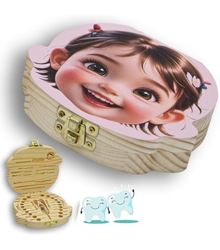 Baby Teeth Keepsake Gift Personalized Wooden Tooth Fairy Box - Custom Name Baby Teeth Storage With Birth Details For Childhood Memories Wooden Keepsake Box