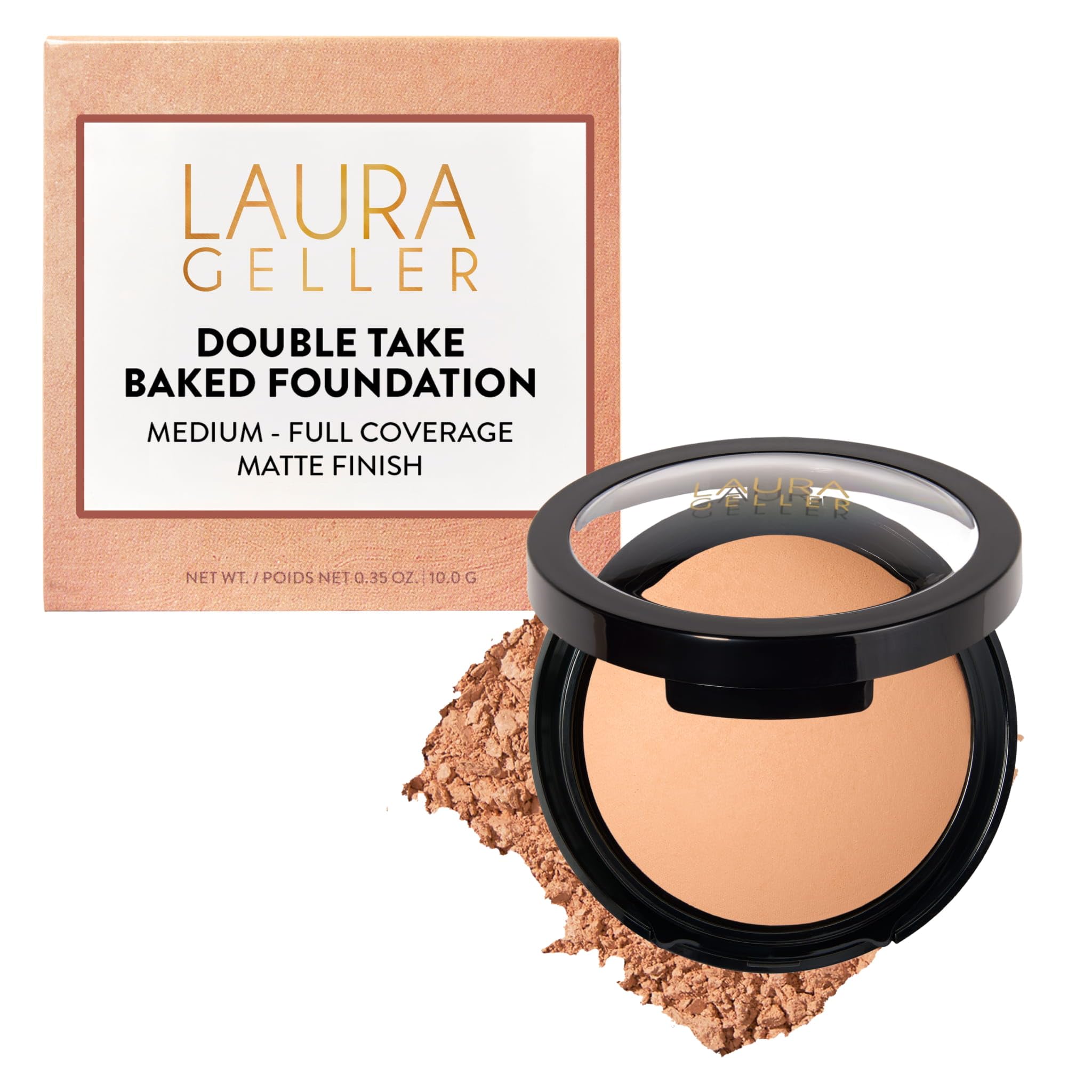 LAURA GELLER Baked Double Take Powder Foundation - Light - Buildable Medium to Full Coverage - Matte Finish