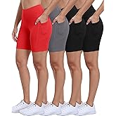 ATHVOTAR Biker Shorts Women with Pockets - 3"/5"/8" High Waisted Workout Spandex Tummy Control Gym Running Yoga Shorts