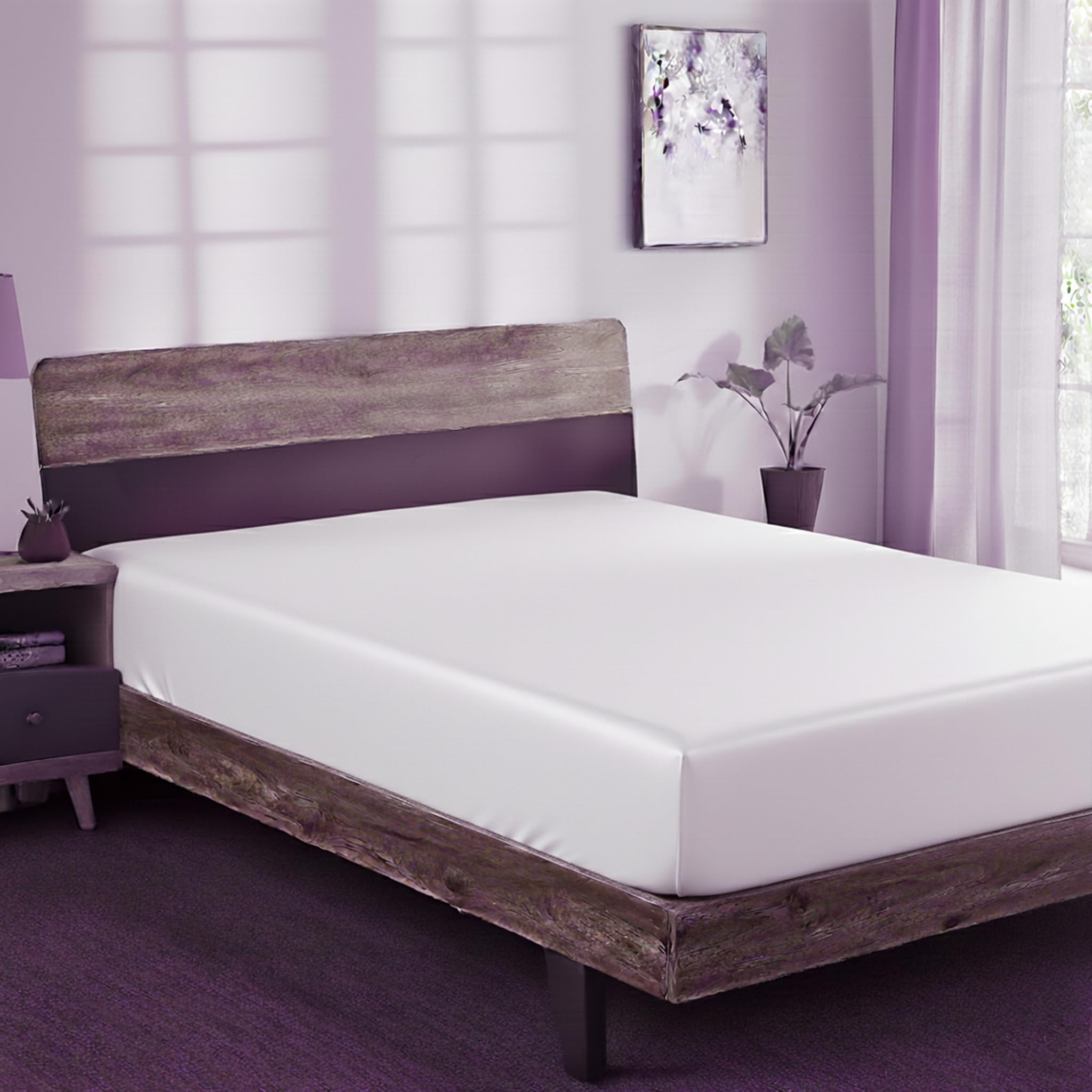 25 CM Deep Fitted Sheet Polycotton Plain Dyed Bedsheets Bedding Size Super King - White