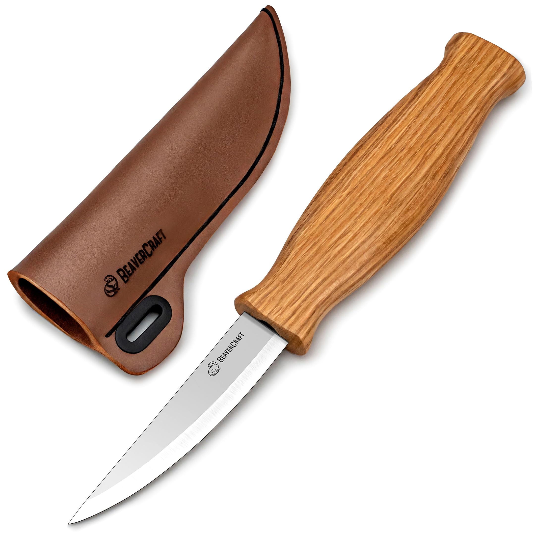 Photo 1 of BeaverCraft Wood Carving Sloyd Knife C4s 3" - Whittling Knife with Leather Sheath for Carvers - Chip Wood Carving Tools for Beginner and Profi