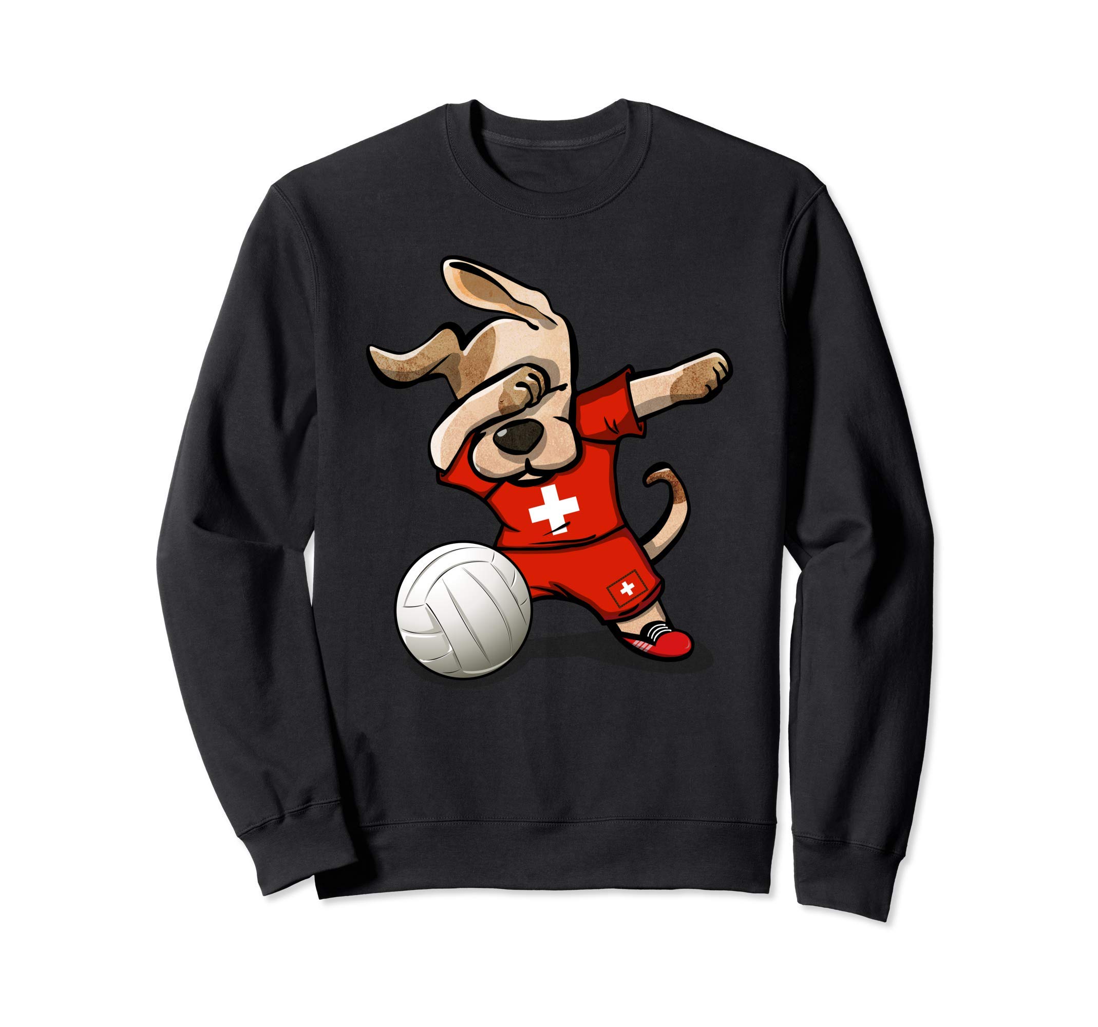 Dabbing Dog Proud Switzerland Volleyball Lovers - Swiss Flag Sweatshirt