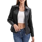 CHIGUO Faux Leather Jacket for Women Motorcycle Fashion Zip Up Coat Trendy Going Out Jackets