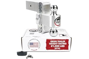 Weigh Safe Adjustable Trailer Hitch Ball Mount - 6" Adjustable Drop Hitch for 3" Receiver - Premium Heavy Duty Aluminum Trailer Tow Hitch w/ Chrome Plated Tow Balls (2" & 2 5/16") - 21,000 GTW