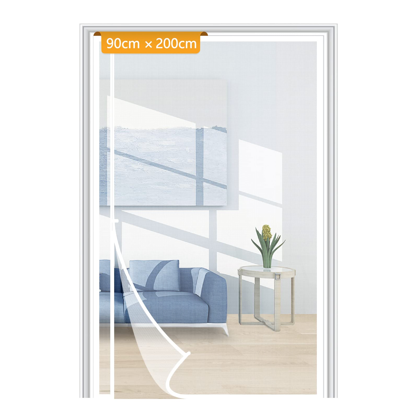 Yotache Side Opening Fly Screens for Doors 90 x 200 cm, Reinforced Polyester Removable Fly Net for Door, White