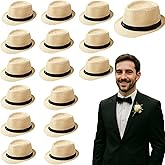 GEWURIZXY Fedora Hats Bulk for Wedding Beach Short Brim Sun Panama Hats for Guest Women Party Favors, Circumference 58cm
