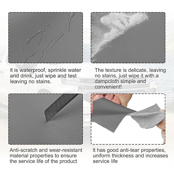 SECOSAUTOPARTS GRAY FRONT DRIVER & PASSENGER SIDE BOTTOM & TOP MICROFIBER LEATHER REPLACEMENT SEAT COVER COMPATIBLE WITH LEXUS LX 470 1998 1999 2000 2001 2002 2003 2004 2005 2006 2007