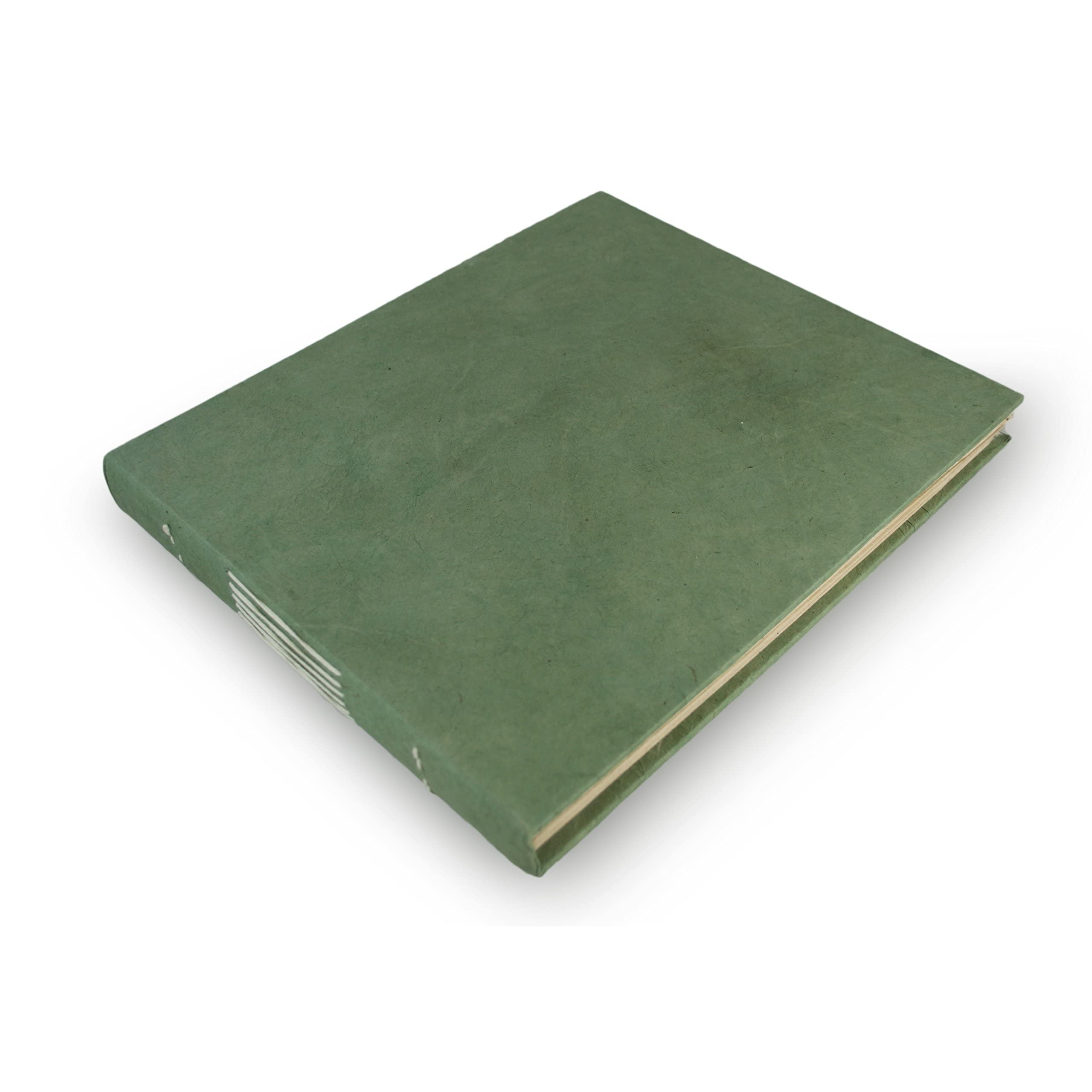 Nepali Keeper Journal with Handmade Lokta Paper. Made in Nepal. (10x9 Inches, Sage) by Kathmandu Valley Co.
