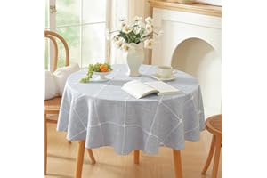 Zobesta Linen Table Cloth Round Tablecloth, Washable Farmhouse Soft Boho Round Table Cloth 60 Inch for Kitchen, Party, Weddin