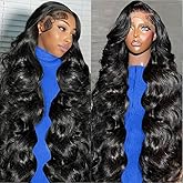 Tasumla 13x6 Body Wave Lace Front Wigs Human Hair Pre Plucked HD Transparent Lace Frontal Wigs Human Hair 200 Density Glueless Brazilian Virgin Human Wigs with Baby Hair for Women