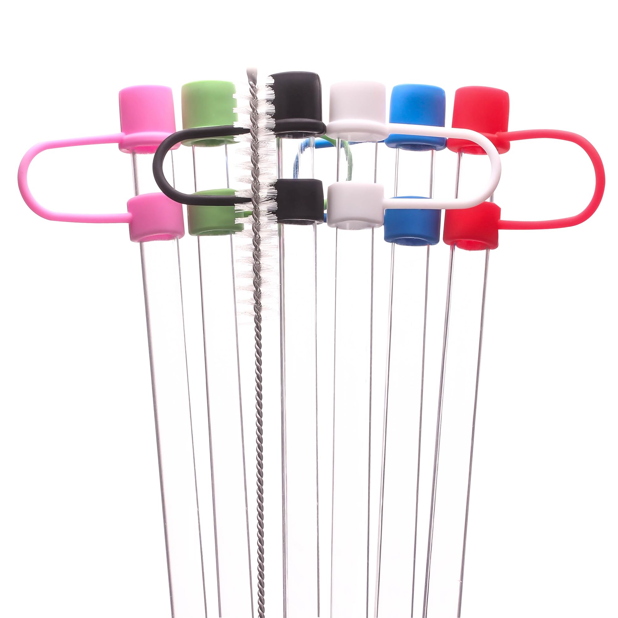 Dakoufish 6 Straws with Cover Cap for Stanley 40 oz Tumbler Replacement,12 Inch Reusable Plastic Clear Straw with Stopper Tips, Perfect for Stanley Cups Accessories(12inch,Clear