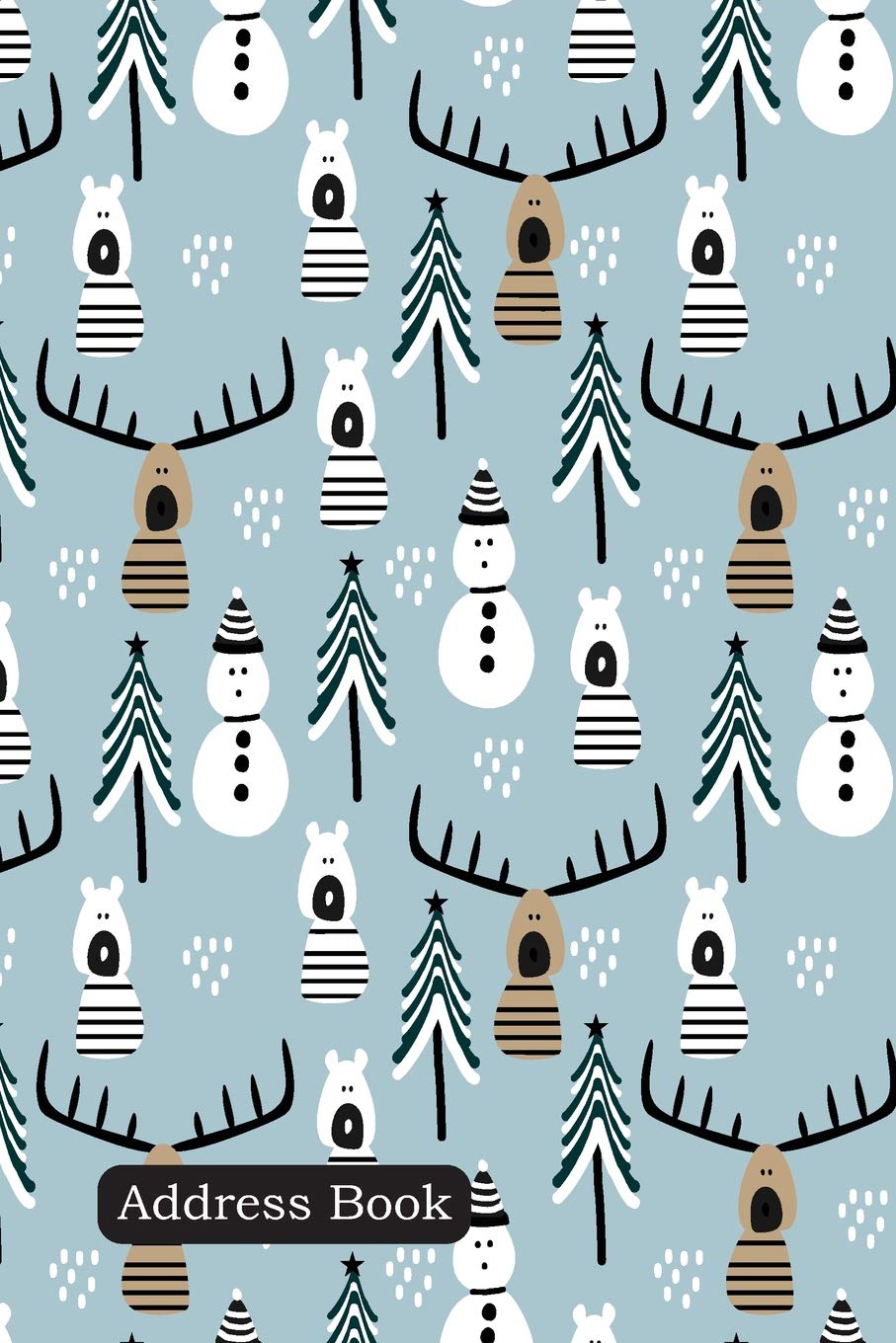 Address Book: Include Alphabetical Index With Reindeer and snowman Cover
