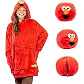 PLUSHIBLE Sesame Street Snugible Wearable Blanket Hoodie Oversized Sweatshirt with Pocket, Cozy Gift for Kids & Adults - Adult, Elmo
