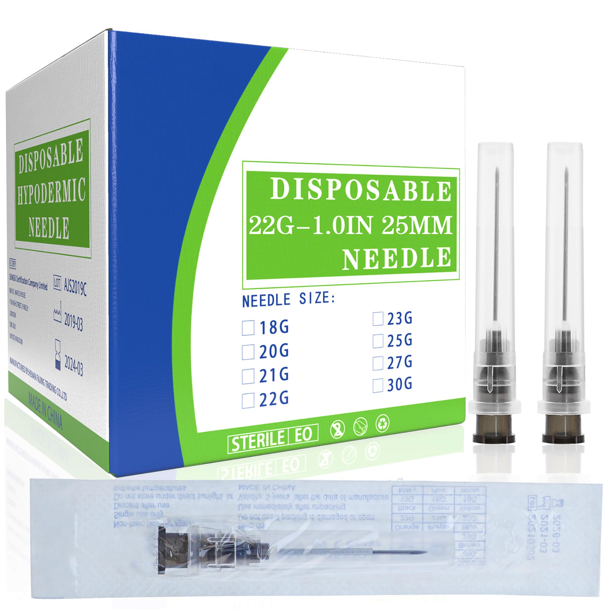 Photo 1 of 100Pack 22 Gauge 1 Inch Lab Needles, Disposable Luer Lock supplies