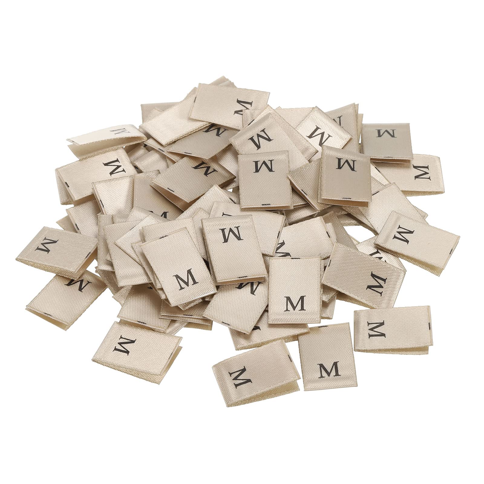 PATIKIL Clothing Size Labels, M Sizes Woven Sewing Clothes Label Gold Tone for Clothes Garment, Pack of 100