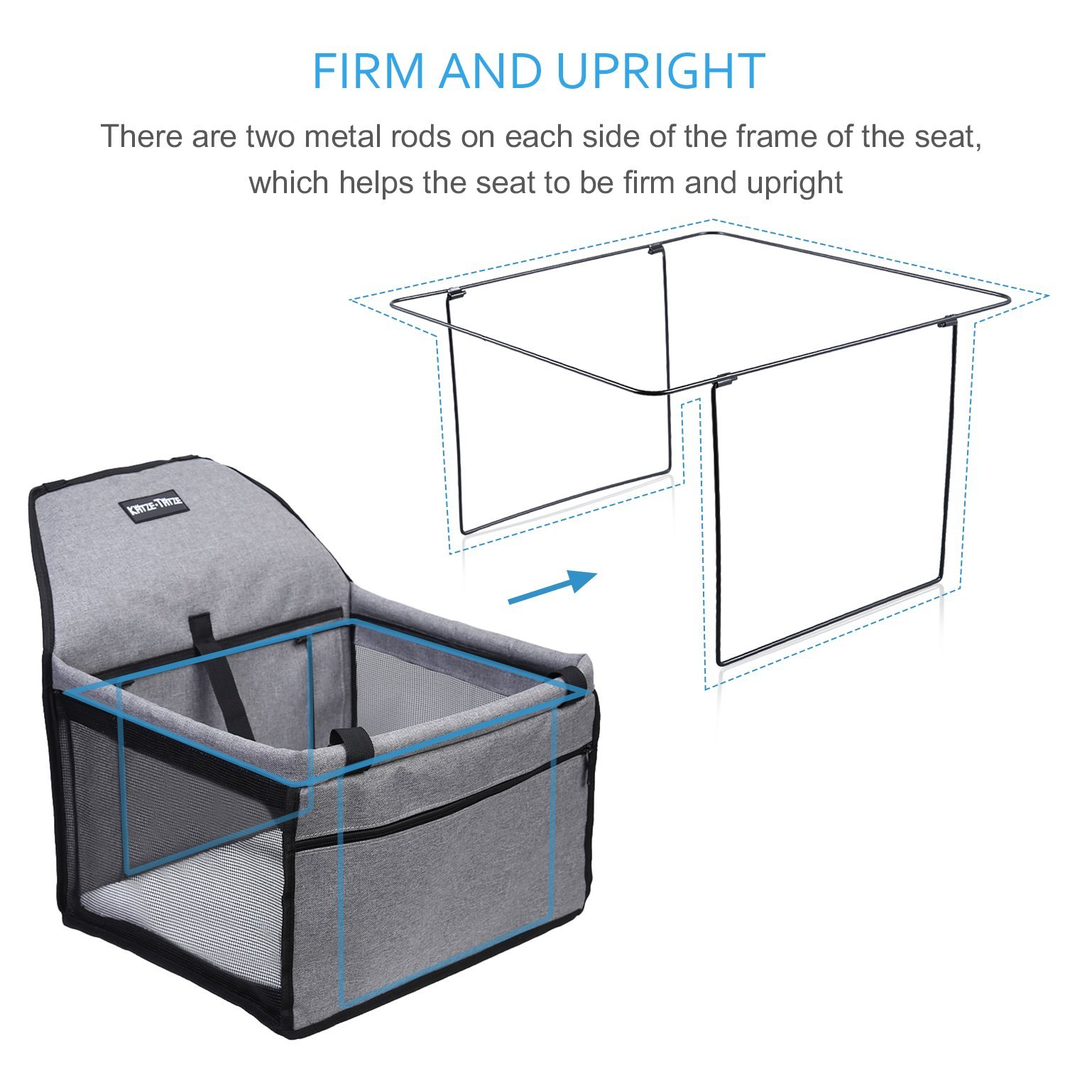 KatzeTatze Pet Car Booster Seat for Dogs Cats, Folding Waterproof Dog Car Seat, Breathable Mesh Design Travel Seat Protector Cover Pet Carrier Bag with Clip-On Safety Leash and Zipper Storage Pocket