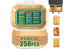 Air Fryer Liners,250pcs Square Air Fryer Liners,9Inch Air Fryer Disposable Paper Liners - 5-8QT Food (Rectangle - 8.6 X 5.5 i