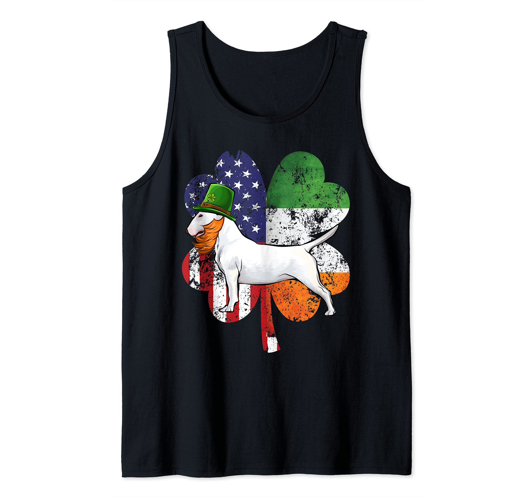 St Patricks Day Irish American Flag Bull Terrier Dog Tank Top