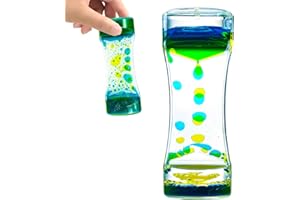 OCTTN Liquid Motion Bubbler Timer Sensory Toys for Relaxation, Water Timer Fidget Toy for All Age, Motion Bubble Toy Sensory Play for Office Home (Blue & Yellow, 1 Pack)