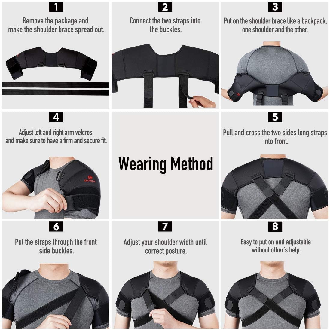 Kuangmi Double Shoulder Support Brace Strap Wrap Neoprene Protector (XX-Large): Health & Personal Care