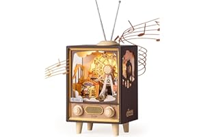 Rolife 3D Wooden Puzzles DIY Book Nook Kit 16" Music Box Model Building Kit with LED 174pcs Hobby Gift Craft for Adults Girls