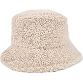 ChezAbbey Faux Fur Bucket Hat, Fuzzy Furry Winter Warm Fisherman Cap, Fluffy Teddy Sherpa Clothe Hats for Women Men Girls
