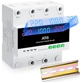100A 220V Automatic Transfer Switch, 2P Dual Power Select Interruptor Electrical Changeover Switch with LED Display, Mini ATS Din Rail Mount, 50/60Hz CE Certified for Home Backup Power